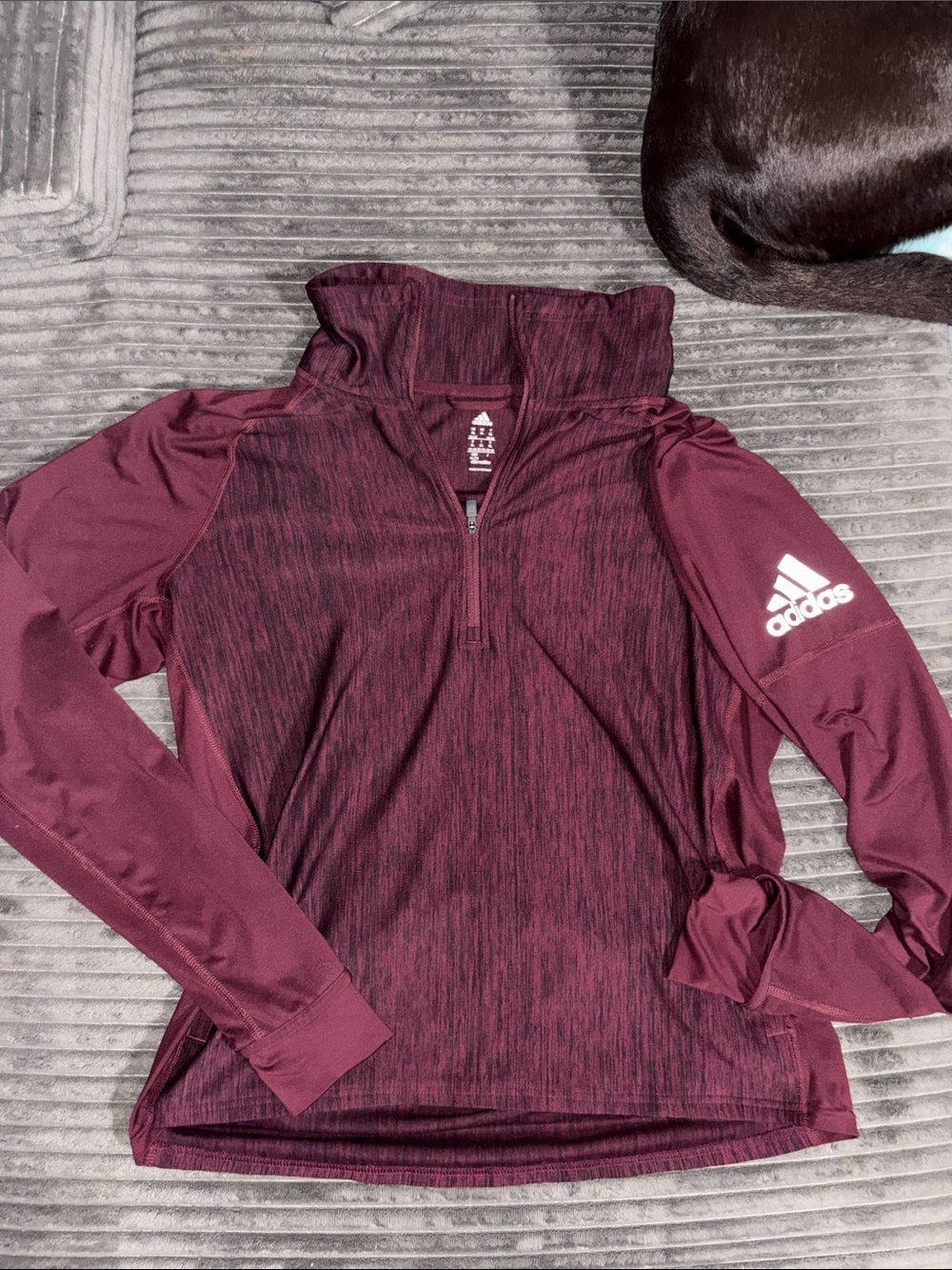 adidas Burgundy Half-Zip Athletic Top with Logo